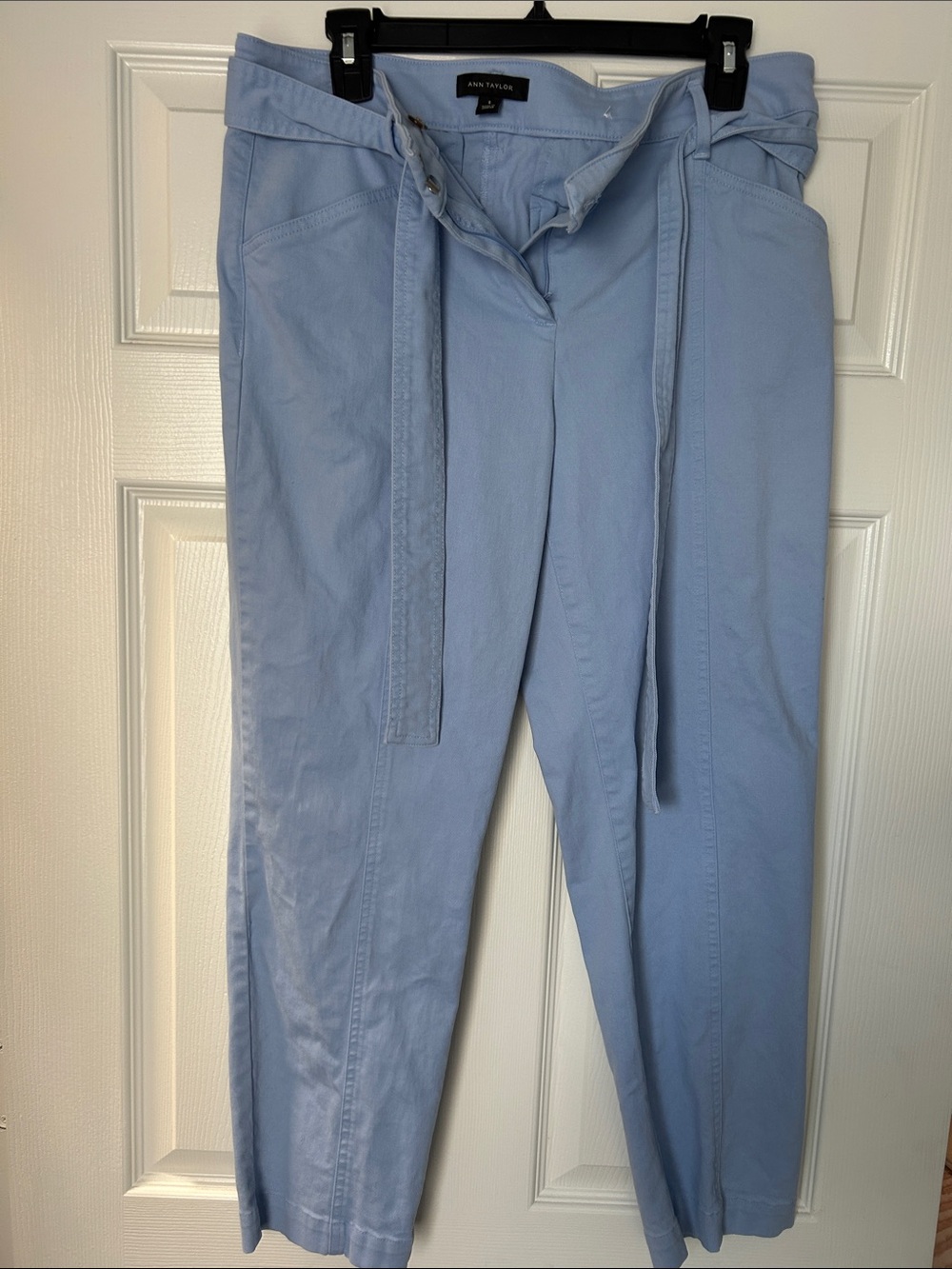 Ann Taylor Sky Blue Paperbag Waist Cotton Chinos